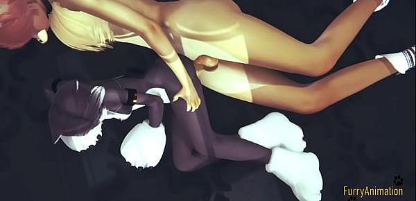  Furry Hentai 3D - Fox fucks cat and fills her pussy - Anime Manga Japanese Yiff Cartoon Porn